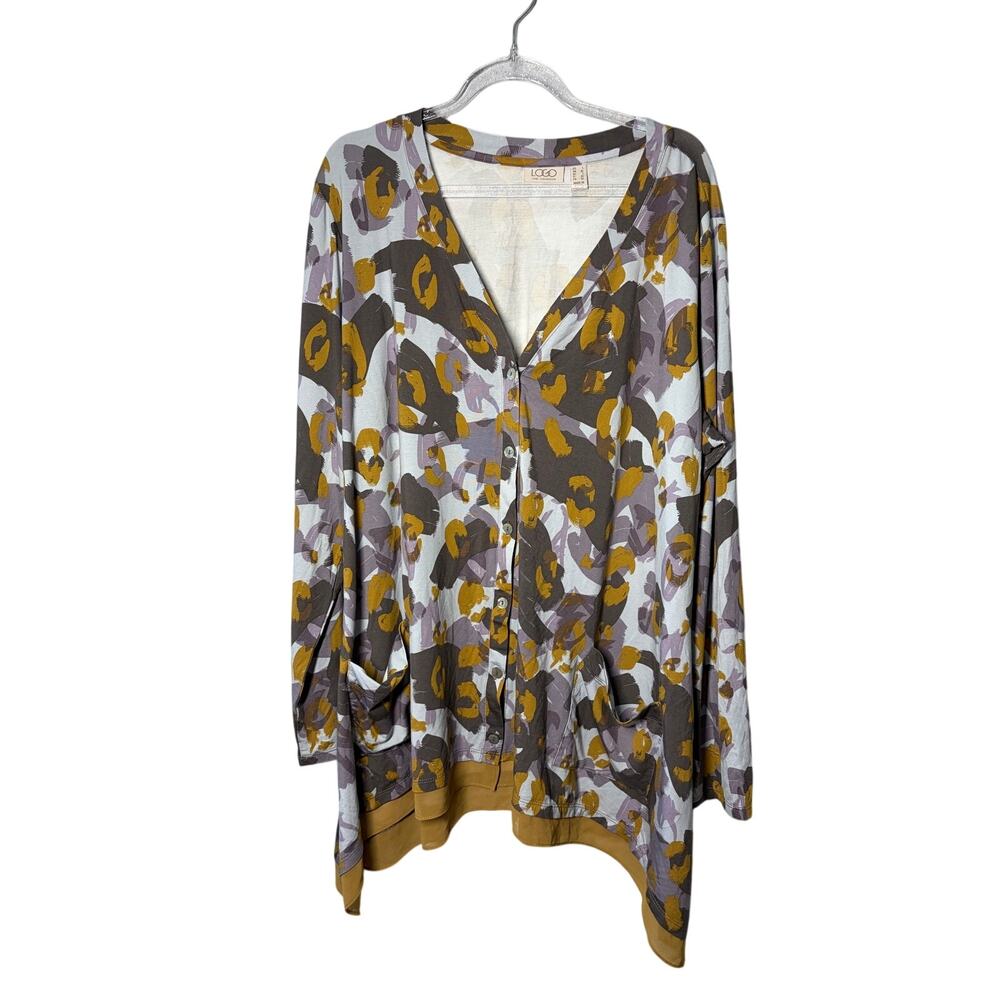 LOGO Lori Goldstein Cardigan Soft Stretch Pockets Boho Casual Sz L